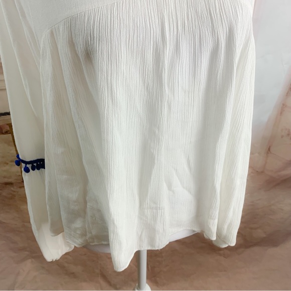 MIZA Pom Pom Peasant Sieanna Blouse - Picture 6 of 11